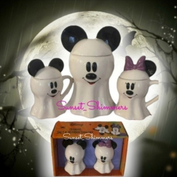 DISNEY Halloween Ghost Mickey Mouse Minnie Mugs Cookie Jar Canister Salt Pepper - Picture 11 of 11
